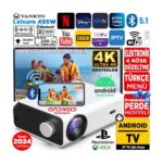 Vankyo Leisure 495W Android 4K Destekli 5g Wi-Fi + Bluetooth LCD LED Projeksiyon Cihazı - 220 Inç Yansıtma -Dolby Audio Hoparlör