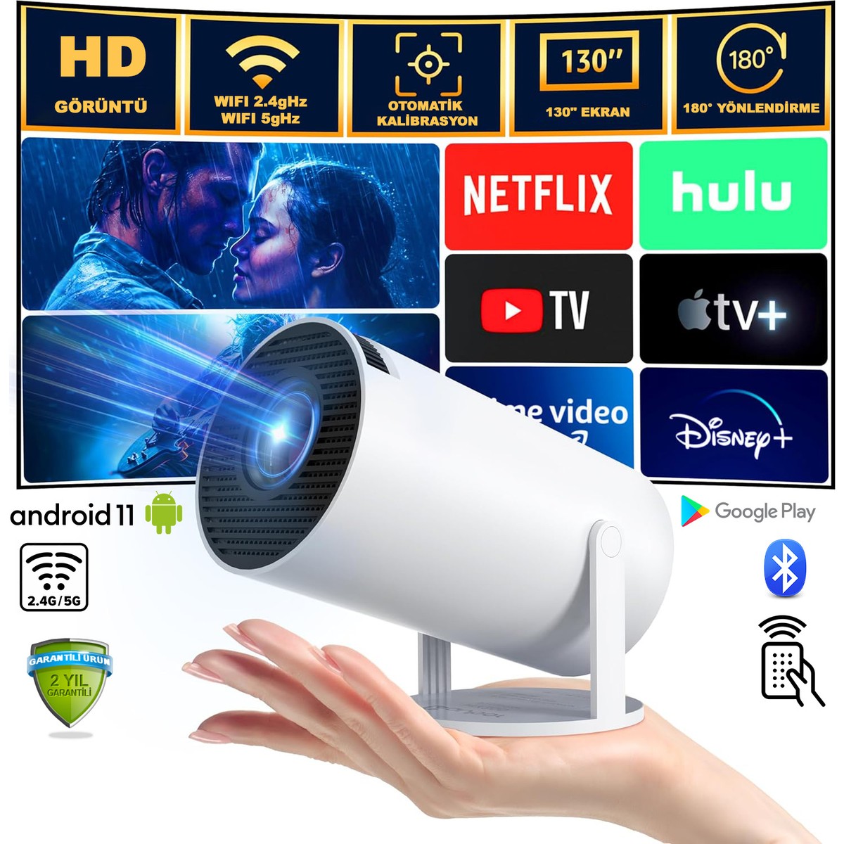 110000698734787.jpg Robeve Mini Projeksiyon Taşınabilir Projeksiyon Cihazı Hd Projeksiyon Cihazı Android 11 Android Tv Projeksiyon Cihazı Ev Sinema Projeksiyon Akıllı Hoparlörlü Projeksiyon Wifi Bluetooth Taşınabilir - Görsel 1