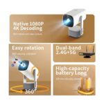 Heaven House Şarjlı Projeksiyon | Kendinden Şarjlı Projeksiyon Cihazı | Şarjlı Mini Projeksiyon | LED Projektör - Görsel 4