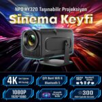 Npo 4K ANDROID11 Bt5.0 Wifi 6 300ANSI Lümen Ios/android Taşınabilir Akıllı LED Projeksiyon HY320 - Görsel 2