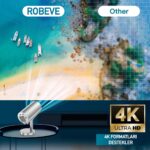 Robeve Robeve Taşınabilir Ayarlanabilir Projeksiyon Projektör Cihazı 4K Görüntü Projeksiyon Portatif Projektör 1080P Destekli Projeksiyon Smart Versiyon Akıllı Projeksiyon Cihazı - Görsel 4