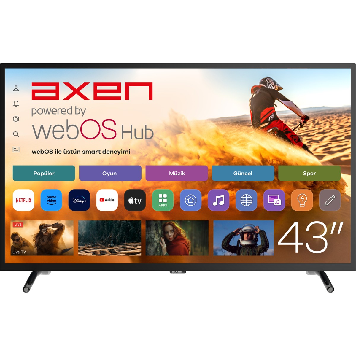 110001133502637.jpg Axen AX43DIL540 43" 109 Ekran Uydu Alıcılı Full HD Smart LED TV - Görsel 1