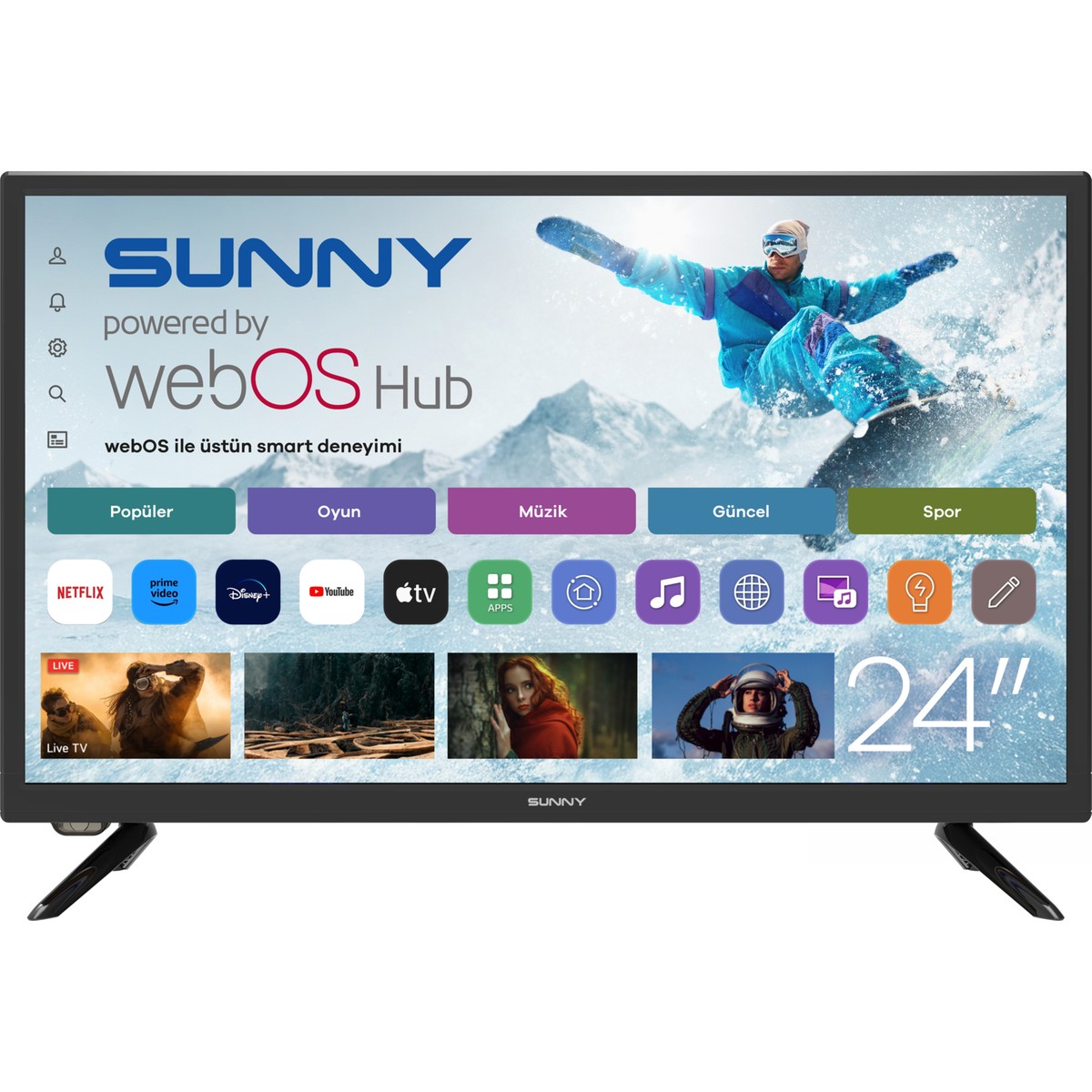 110001144712407.jpg Sunny SN24LEDl262-S 24'' 60 Ekran Uydu Alıcılı HD Ready webOS Smart LED TV - Görsel 1