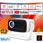 Robeve Lensun 4K Full Hd New 15 LED Projeksiyon Cihazı – 200 Inç, Wi-Fi, Bluetooth 5.2, Hdmı/usb/playstore, Android Tv,  Otomatik Görüntü Düzeltme, Dahili Hoparlör