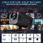 Tarçın 4K Full Hd 1080P Taşınabilir Projektör Oda Nemlendiricisi Hediyeli– 270° Döner Tasarım, Wifi 6 & Bluetooth 5.2, Otomatik Düzeltme, HDMI & USB Girişli - Görsel 2