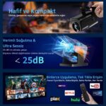 Tarçın 4K Full Hd 1080P Taşınabilir Projektör Oda Nemlendiricisi Hediyeli– 270° Döner Tasarım, Wifi 6 & Bluetooth 5.2, Otomatik Düzeltme, HDMI & USB Girişli - Görsel 4