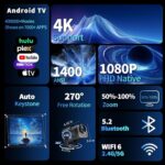 Tarçın 4K Full Hd 1080P Taşınabilir Projektör Oda Nemlendiricisi Hediyeli– 270° Döner Tasarım, Wifi 6 & Bluetooth 5.2, Otomatik Düzeltme, HDMI & USB Girişli - Görsel 5