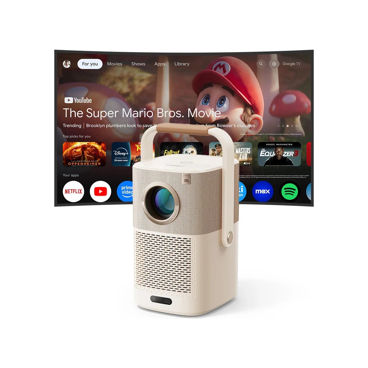 110001313360656.jpg Yaber T2 Plus Google TV - Dahili JBL Hoparlör & Dolby Ses Desteği - Bataryalı - AI Akıllı Yansıtma 450 Ansi Lumen Full HD Projeksiyon Cihazı - Görsel 1